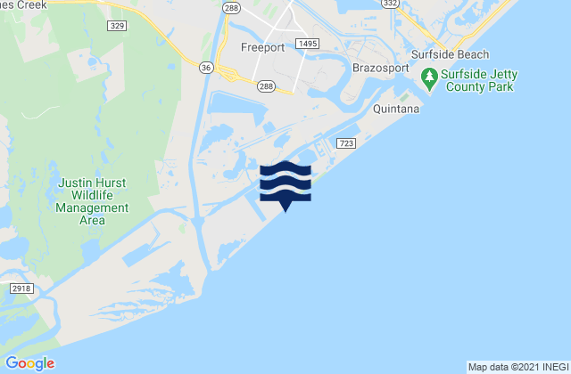 Mapa de mareas Bryan Beach, United States