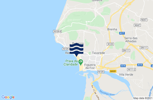 Mapa de mareas Buarcos, Portugal