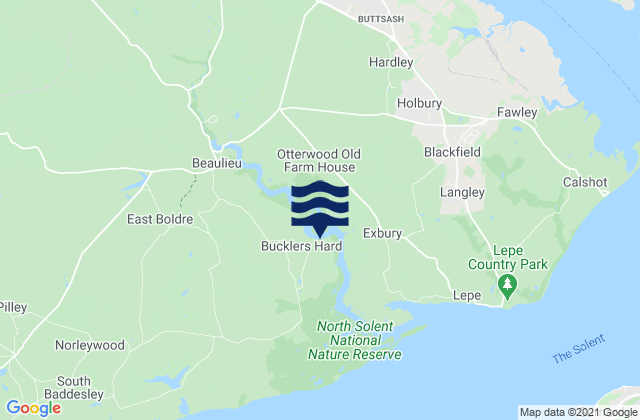 Mapa de mareas Bucklers Hard, United Kingdom