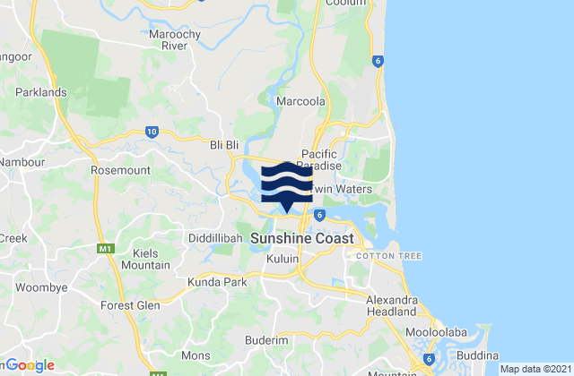 Mapa de mareas Buderim, Australia