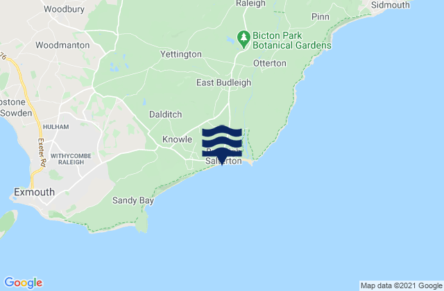 Mapa de mareas Budleigh Salterton, United Kingdom