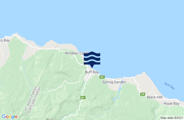 Mapa de mareas Buff Bay, Jamaica