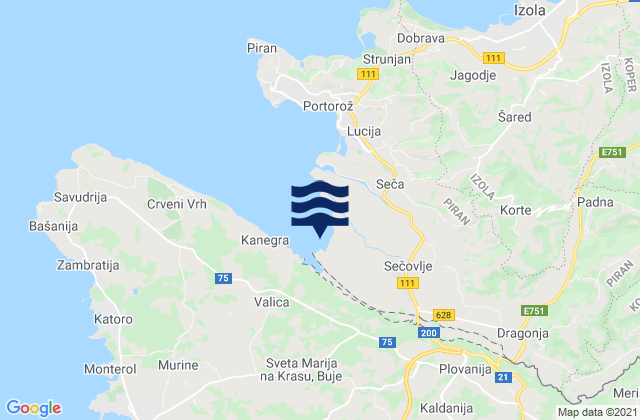 Mapa de mareas Buje-Buie, Croatia