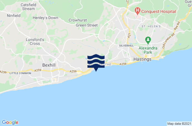 Mapa de mareas Bulverhythe Beach, United Kingdom