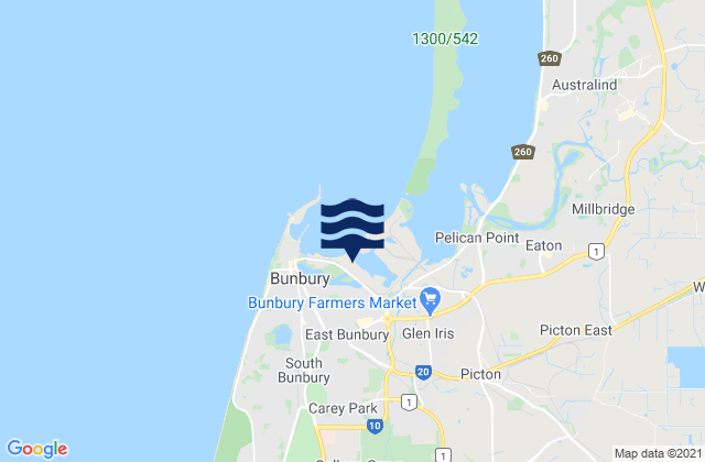Mapa de mareas Bunbury, Australia