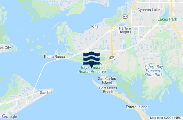 Mapa de mareas Bunche Beach, United States