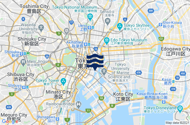 Mapa de mareas Bunkyō-ku, Japan