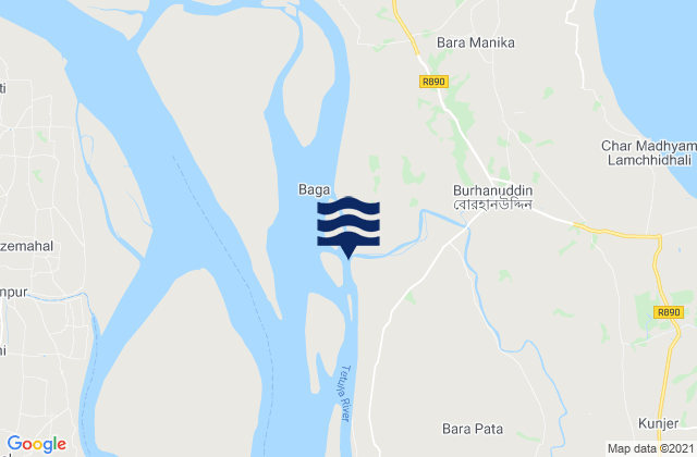 Mapa de mareas Burhānuddin, Bangladesh