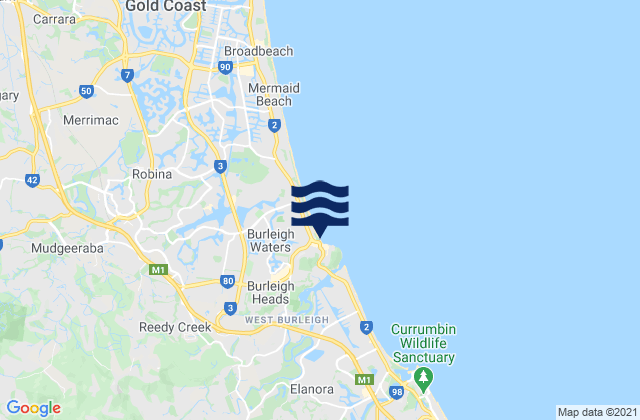 Mapa de mareas Burleigh Beach, Australia