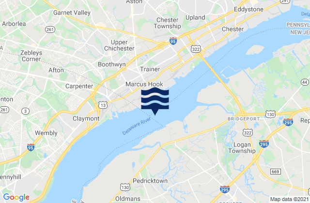 Mapa de mareas Burlington Delaware River, United States