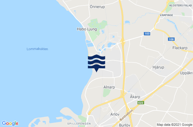 Mapa de mareas Burlövs Kommun, Sweden
