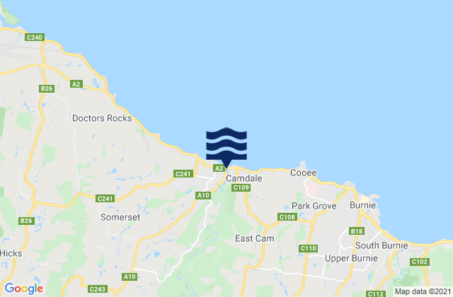 Mapa de mareas Burnie, Australia