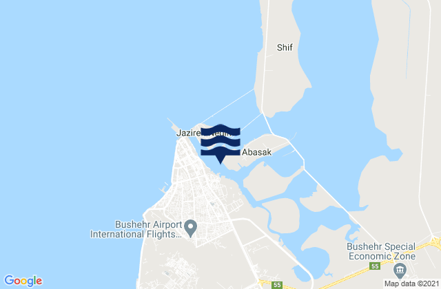 Mapa de mareas Bushahr Persian Gulf, Iran