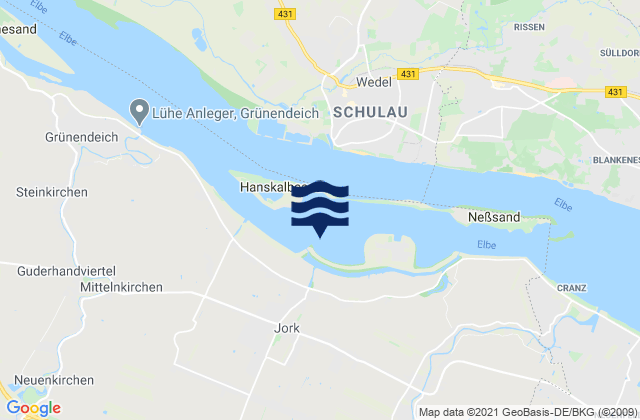 Mapa de mareas Buxtehude Este , Denmark
