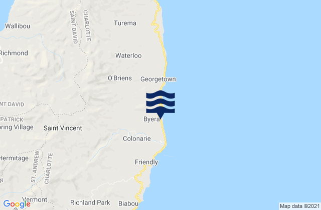 Mapa de mareas Byera Village, Saint Vincent and the Grenadines