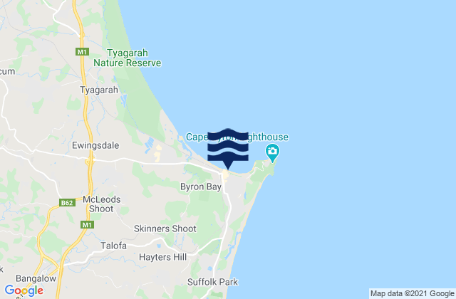 Mapa de mareas Byron Bay - The Wreck, Australia