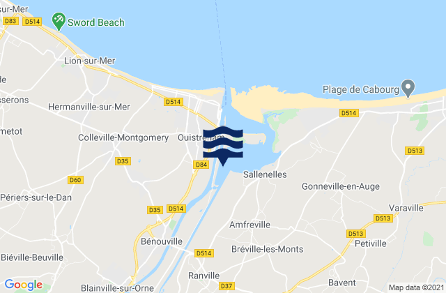 Mapa de mareas Bénouville, France