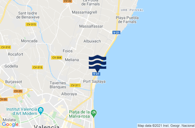 Mapa de mareas Bétera, Spain