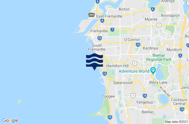 Mapa de mareas C Y O’Connor Beach, Australia