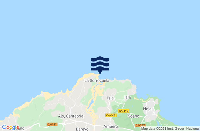 Mapa de mareas Cabo Ajo, Spain