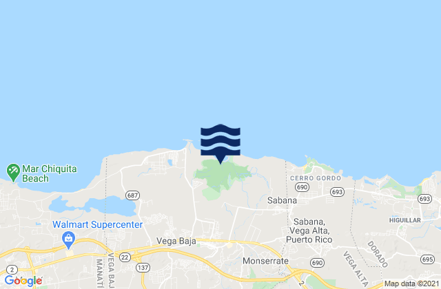 Mapa de mareas Cabo Caribe Barrio, Puerto Rico