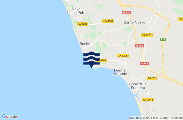Mapa de mareas Cabo Roche, Spain