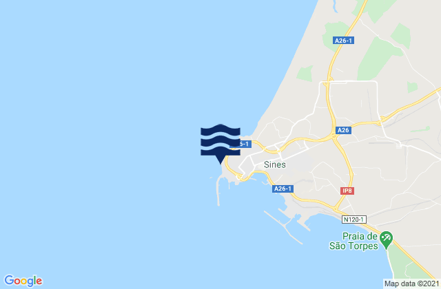 Mapa de mareas Cabo de Sines, Portugal