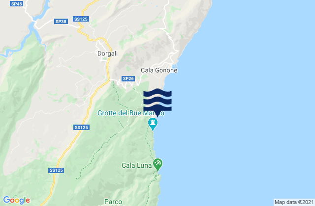 Mapa de mareas Cala Fuili, Italy