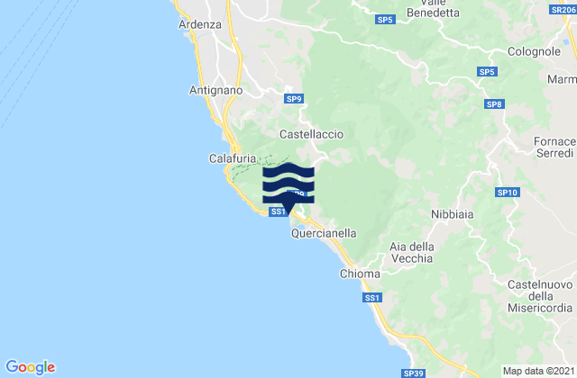 Mapa de mareas Cala del Leone, Italy
