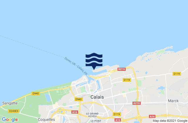 Mapa de mareas Calais, France