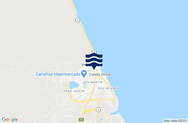 Mapa de mareas Caleta Olivia, Argentina