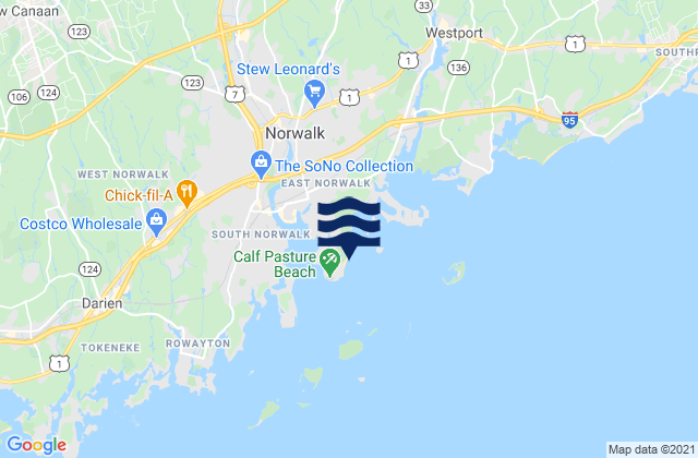 Mapa de mareas Calf Pasture Beach, United States