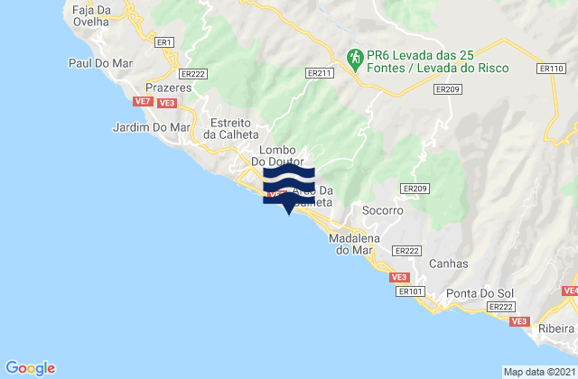 Mapa de mareas Calheta, Portugal