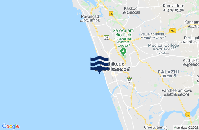 Mapa de mareas Calicut, India