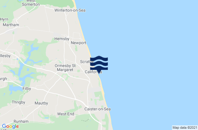 Mapa de mareas California Beach, United Kingdom