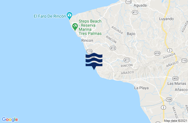 Mapa de mareas Calvache Barrio, Puerto Rico