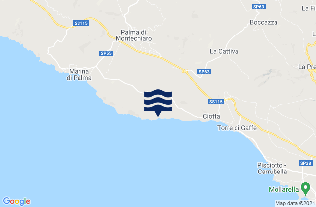 Mapa de mareas Camastra, Italy