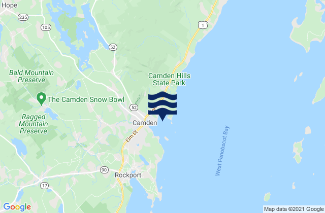 Mapa de mareas Camden Harbor, United States