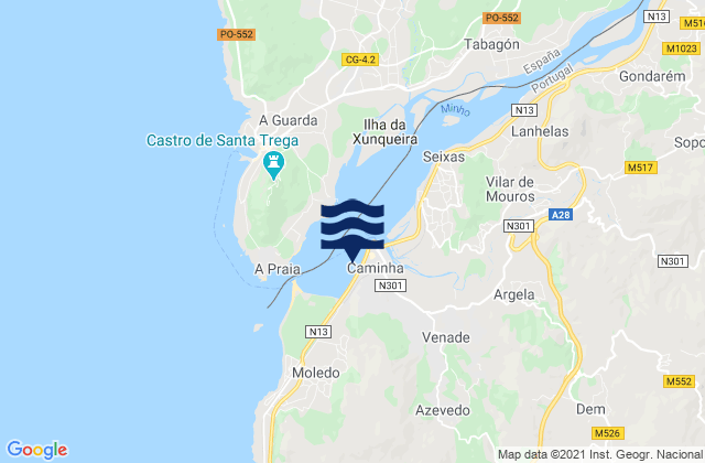 Mapa de mareas Caminha, Portugal