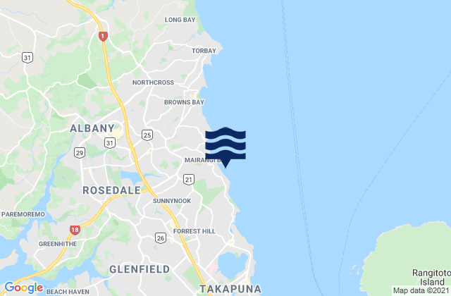 Mapa de mareas Campbells Bay, New Zealand