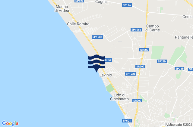 Mapa de mareas Campo di Carne, Italy