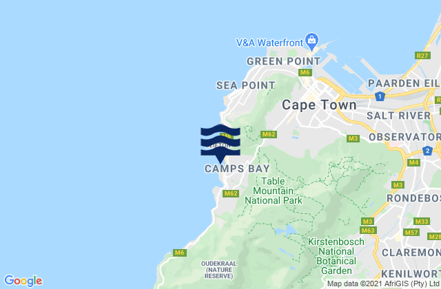 Mapa de mareas Camps Bay, South Africa