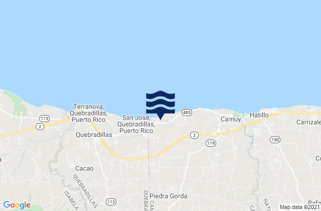 Mapa de mareas Camuy Arriba Barrio, Puerto Rico