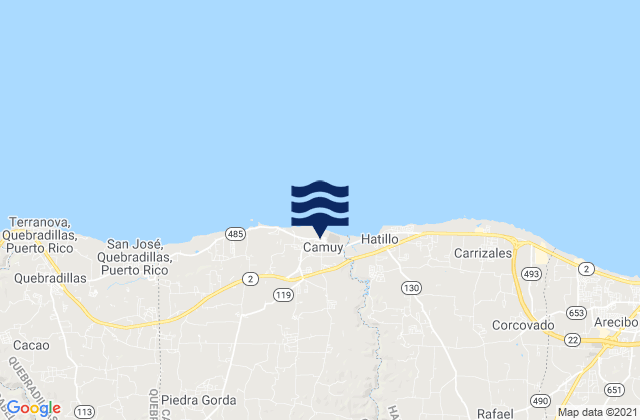Mapa de mareas Camuy Municipio, Puerto Rico