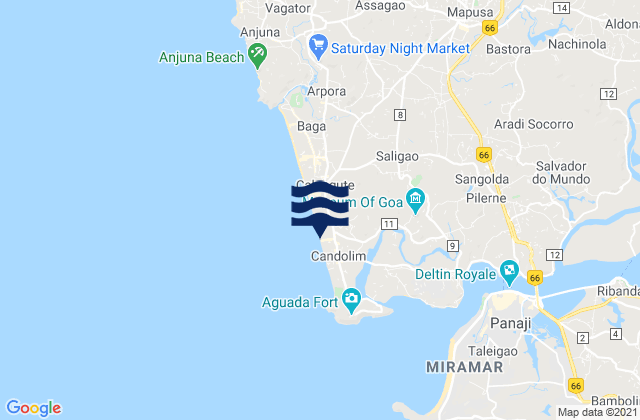 Mapa de mareas Candolim, India