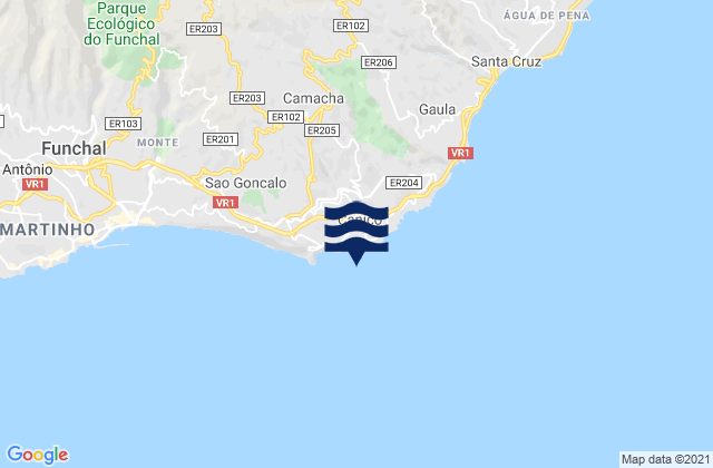 Mapa de mareas Caniço, Portugal
