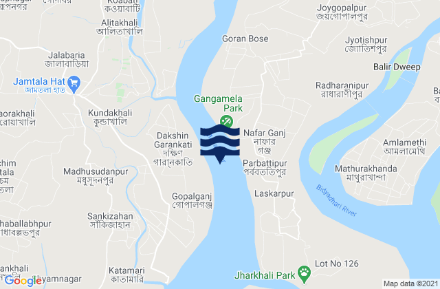 Mapa de mareas Canning Town, India