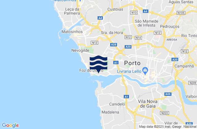 Mapa de mareas Cantareira Rio Douro, Portugal