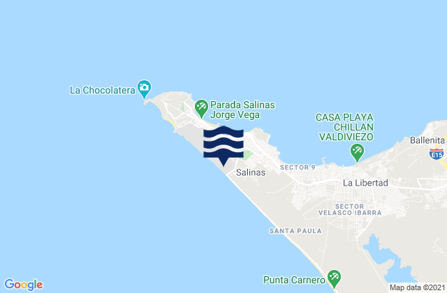 Mapa de mareas Cantón Salinas, Ecuador