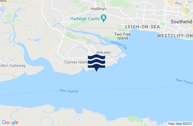 Mapa de mareas Canvey Island Beach, United Kingdom